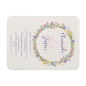 黄かわいらし紫ワイルドフラワーリース結婚ズ マグネット (横)