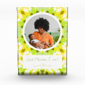 黄かわいらし緑の母の日のモマ最高のイギフト フォトブロック (正面)
