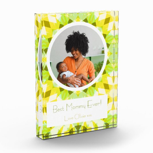 黄かわいらし緑の母の日のモマ最高のイギフト フォトブロック (左)
