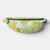 黄かわいらし緑の花のパターン名カスタム ファニーパック (レイダウン)