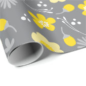 黄かわいらし色と灰色の花包み紙 ラッピングペーパー (ロールコーナー)