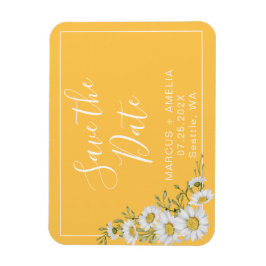 黄かわいらし色と白のデイジー日付の保存 マグネット