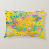 黄かわいらし色と赤の花とターコイズ アクセントクッション (裏面)