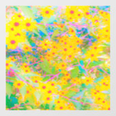 黄かわいらし色と赤の花とターコイズ ウィンドウサイン (シート)