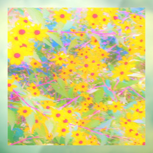 黄かわいらし色と赤の花とターコイズ ウィンドウサイン (シート3)