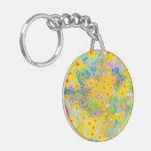 黄かわいらし色と赤の花とターコイズ キーホルダー (正面左)