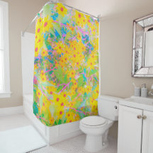 黄かわいらし色と赤の花とターコイズ