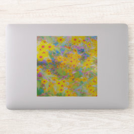 黄かわいらし色と赤の花とターコイズ シール