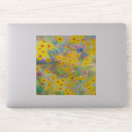 黄かわいらし色と赤の花とターコイズ シール (コンピューター)