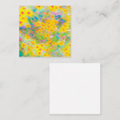 黄かわいらし色と赤の花とターコイズ スクエア名刺 (正面/裏面)