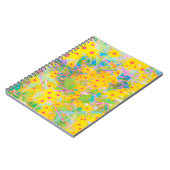 黄かわいらし色と赤の花とターコイズ ノートブック (左側)