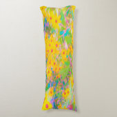 黄かわいらし色と赤の花とターコイズ ボディピロー (正面縦)