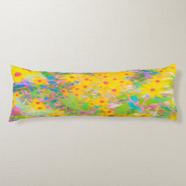 黄かわいらし色と赤の花とターコイズ ボディピロー