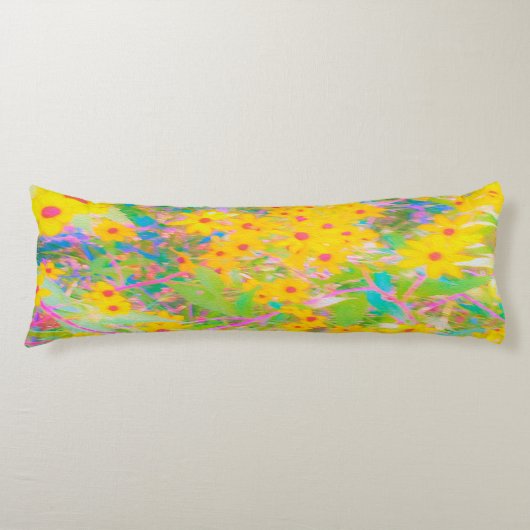 黄かわいらし色と赤の花とターコイズ ボディピロー (正面)