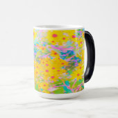 黄かわいらし色と赤の花とターコイズ モーフィングマグカップ (正面右)