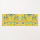 黄かわいらし色と赤の花とターコイズ ヨガマット (正面(横))