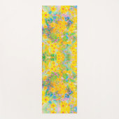 黄かわいらし色と赤の花とターコイズ ヨガマット (正面)