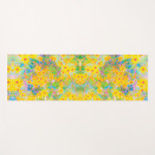 黄かわいらし色と赤の花とターコイズ ヨガマット (正面(横))