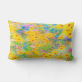 黄かわいらし色と赤の花とターコイズ ランバークッション (裏面)