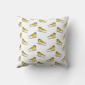 黄かわいらし色と黒の素晴らしタイトバードパターン クッション (裏面)