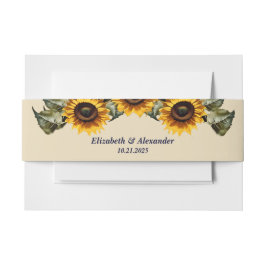 黄かわいらし色のヒマワリ 招待状ベリーバンド