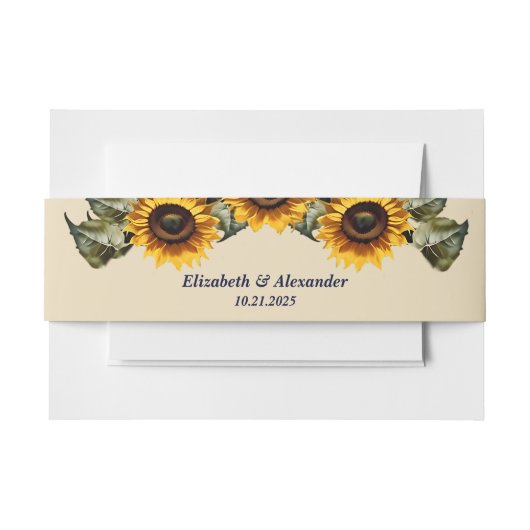 黄かわいらし色のヒマワリ 招待状ベリーバンド (正面例)