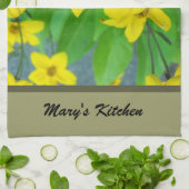 黄かわいらし色の庭の花、フローラ キッチンタオル (折り畳み)