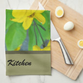 黄かわいらし色の庭の花、フローラ キッチンタオル (四つ折り)