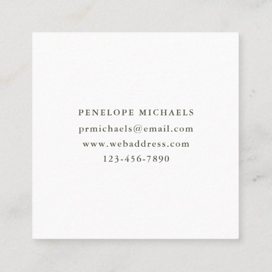 黄かわいらし色の花と緑のヤシ スクエア名刺 (裏面)