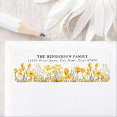 黄かわいらし色の花差出人住所ラベル ラベル (インサイチュ)
