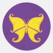 黄かわいらし色の蝶 ラウンドシール (正面)