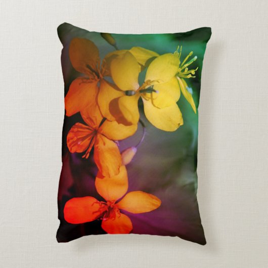 黄かわいらし色の野の花抽象芸術 アクセントクッション (裏面(縦))