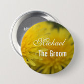 黄かわいらし色の野結婚花タンポポ 缶バッジ (正面&裏面)