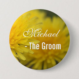 黄かわいらし色の野結婚花タンポポ 缶バッジ