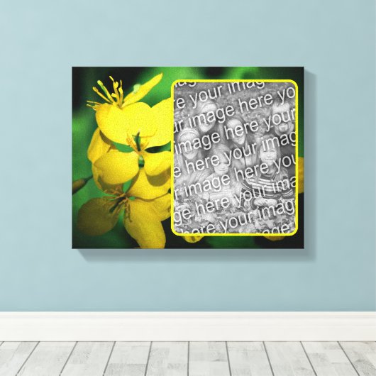 黄かわいらし色の野花が自分の写真を作成 キャンバスプリント (インサイチュ (ウッドフロア))
