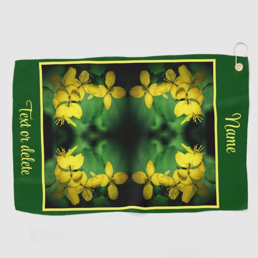 黄かわいらし色の野草の抽象芸術パーソナライズされた ゴルフタオル (横)