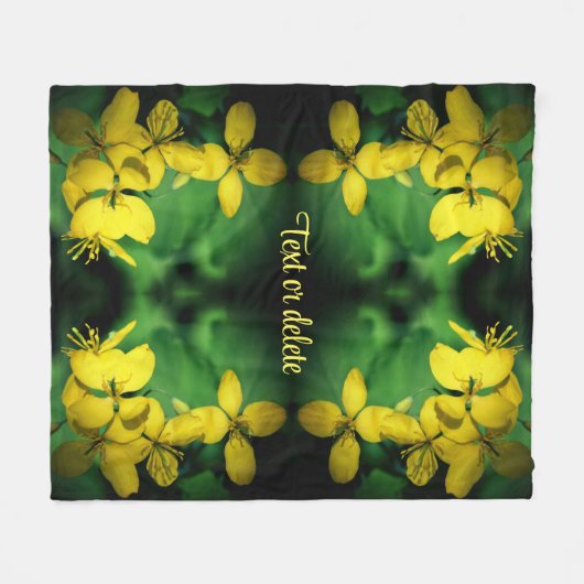 黄かわいらし色の野草の抽象芸術パーソナライズされた フリースブランケット (正面(横))