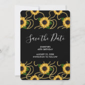黄かわいらし色ひまわりスタイリッシュ模様誕生日 セーブザデート (正面)