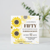 黄かわいらし色ひまわり任意の年齢誕生日 招待状 (スタンド正面)