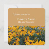 黄かわいらし色デイジー花ブライダルシャワー 招待状 (裏面)