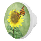 黄かわいらし色ヒマワリとオレンジバタフライ セラミックノブ (右)