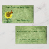 黄かわいらし色ヒマワリとオレンジバタフライ 名刺 (正面/裏面)