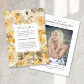 黄かわいらし色フローラフォト悔やみや弔慰葬儀 サンキューカード