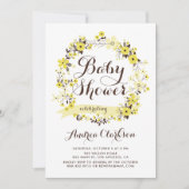 黄かわいらし色フローラリースサマーベビーシャワー 招待状 (正面)
