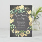 黄かわいらし色フローラリースブライダルシャワー 招待状 (スタンド正面)
