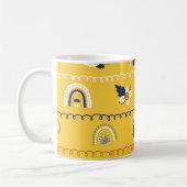 黄かわいらし色フローラレインボーパターン コーヒーマグカップ (左)