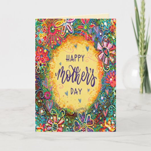 黄かわいらし色フローラ母の日の感光カード カード (正面)