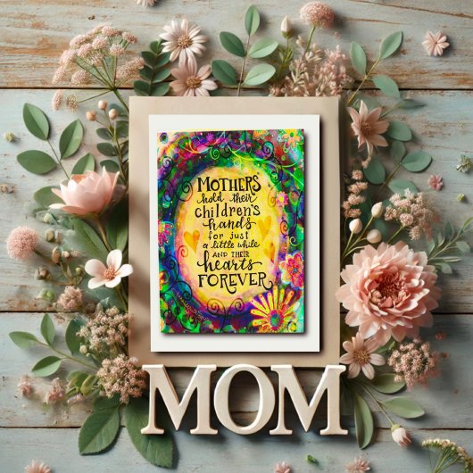 黄かわいらし色フローラ母ハート引用文 カード