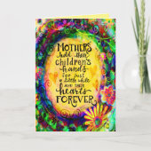 黄かわいらし色フローラ母ハート引用文 カード (正面)