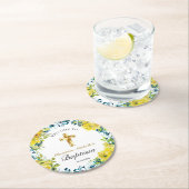 黄かわいらし色フローラ金ゴールドクロスバプテスムウェルカム ラウンドペーパーコースター (インサイチュ)